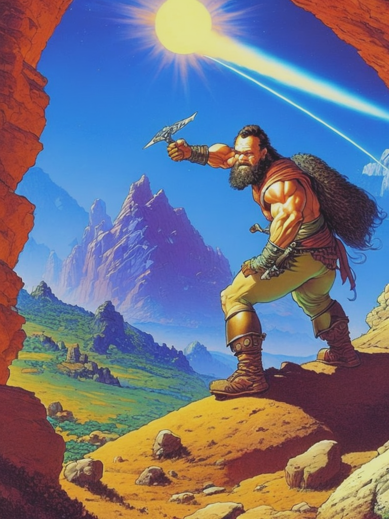 06429-4165573655-a Richard corben illustration of Torin Earthshaper dwarf geomancer bending the rocky landscape to his will.png